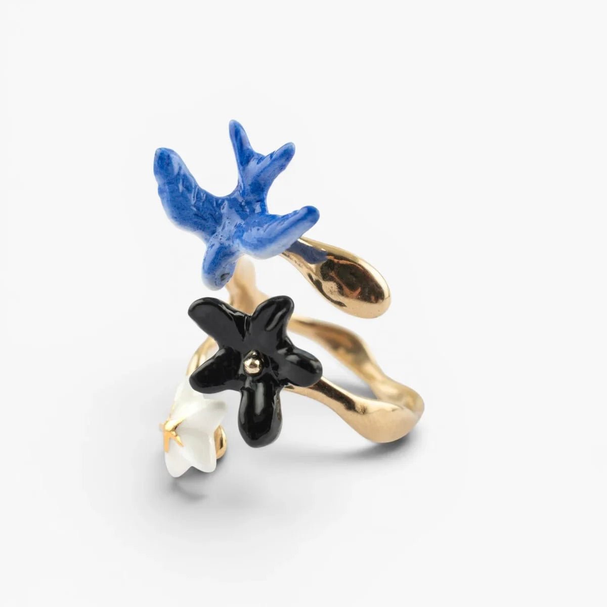 Anillo Golondrina y Flor - Leontina Joyas