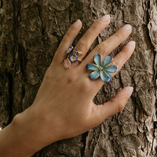 Anillo Mariposa y Petunias - Leontina Joyas