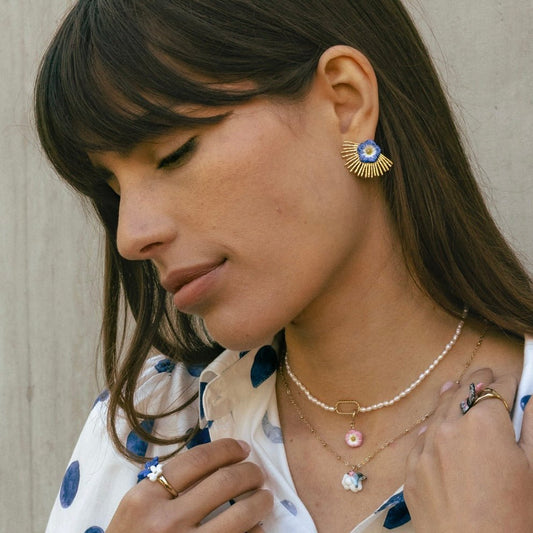 Aros Petunias Azules - Leontina Joyas