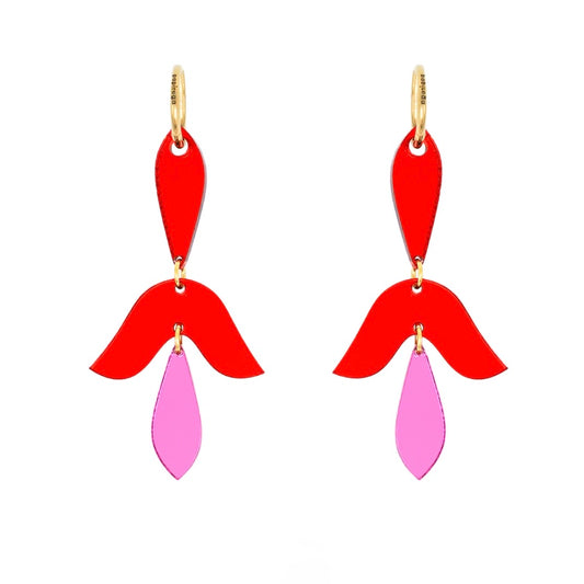 Aros maxi «Vida Rosa» de la marca Papiroga, fabricados en acrílico (metacrilato) con diseño español - Leontina Joyas Chile
