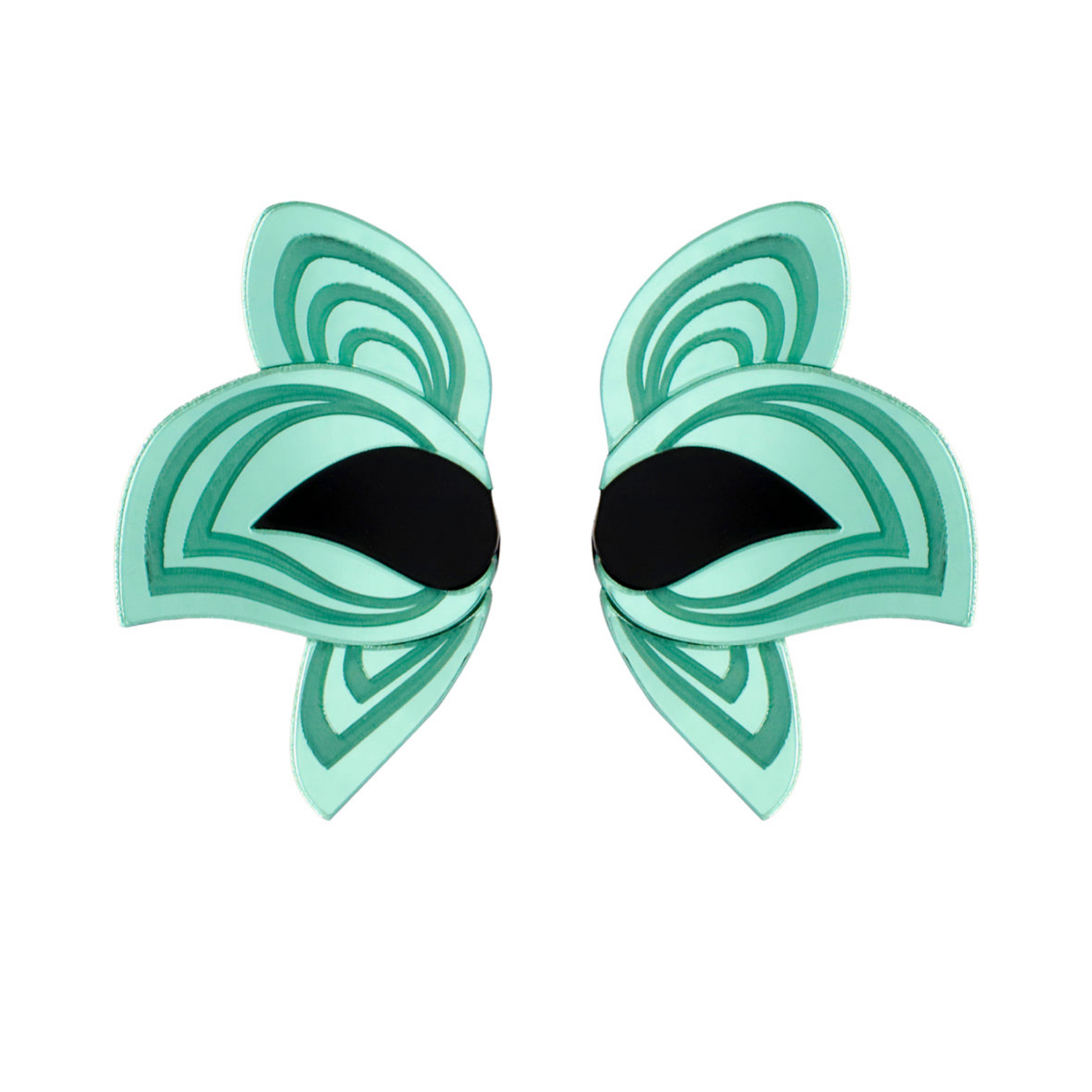 Aros maxi «Ojos Verdes» de la marca Papiroga, fabricados en acrílico (metacrilato) con diseño español - Leontina Joyas Chile