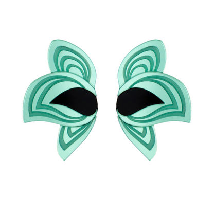 Aros maxi «Ojos Verdes» de la marca Papiroga, fabricados en acrílico (metacrilato) con diseño español - Leontina Joyas Chile