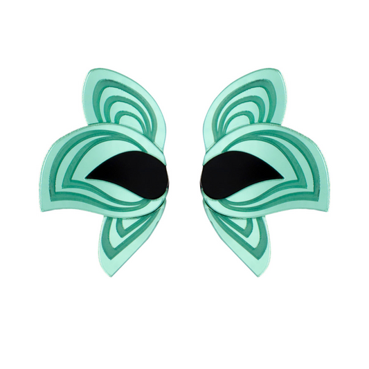Aros maxi «Ojos Verdes» de la marca Papiroga, fabricados en acrílico (metacrilato) con diseño español - Leontina Joyas Chile