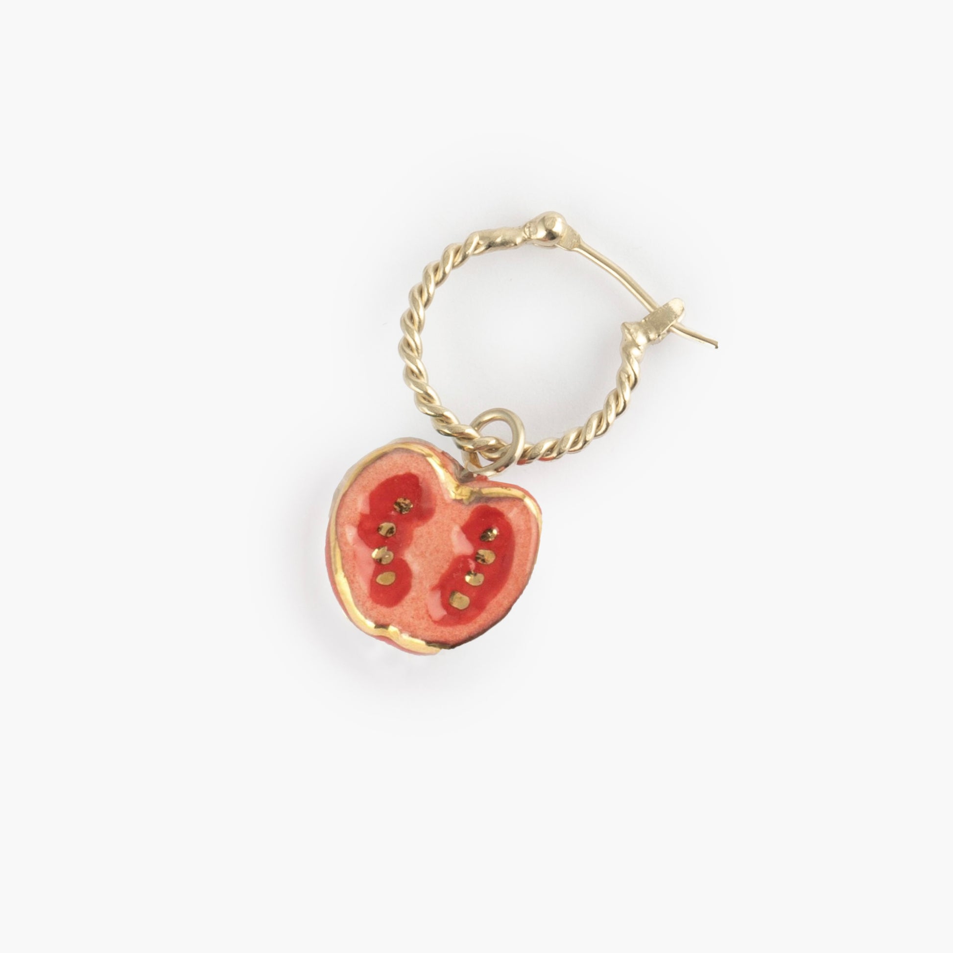 Aros mini «Aro Tomate» de Nach Bijoux, en porcelana pintada a mano con diseño francés - Leontina Joyas Chile