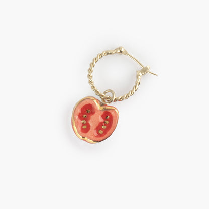 Aros mini «Aro Tomate» de Nach Bijoux, en porcelana pintada a mano con diseño francés - Leontina Joyas Chile