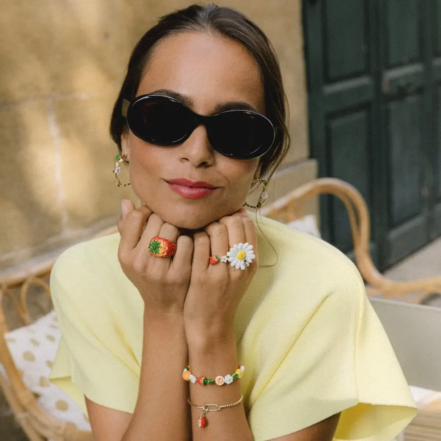 Anillo Chunky Frutilla talla L de porcelana francesa, diseño Nach