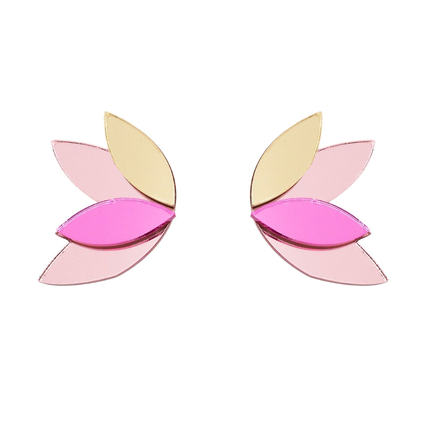 Aros Mini La Espiga Rosa Papiroga, acrílico (metacrilato), diseño español - Leontina Joyas Chile