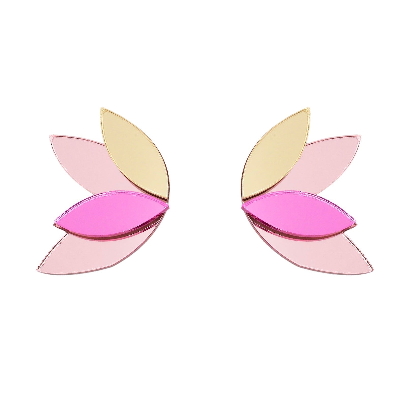 Aros Mini La Espiga Rosa Papiroga, acrílico (metacrilato), diseño español - Leontina Joyas Chile