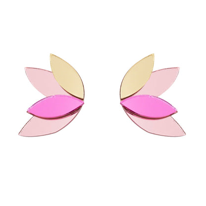Aros Mini La Espiga Rosa Papiroga, acrílico (metacrilato), diseño español - Leontina Joyas Chile