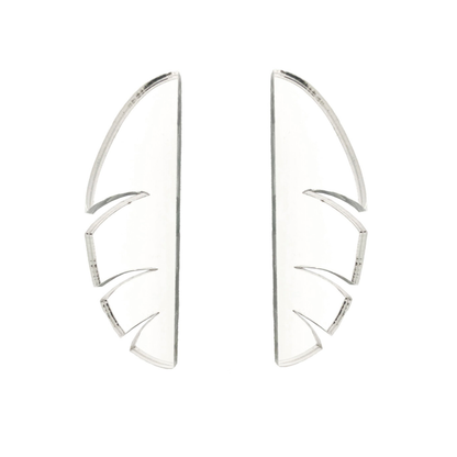 Aros maxi «Naturaleza Plata» de la marca Papiroga, fabricados en acrílico (metacrilato) con diseño español - Leontina Joyas Chile