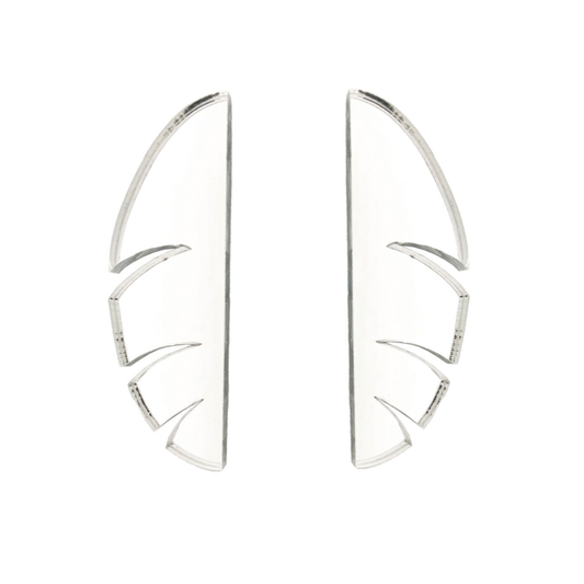 Aros maxi «Naturaleza Plata» de la marca Papiroga, fabricados en acrílico (metacrilato) con diseño español - Leontina Joyas Chile