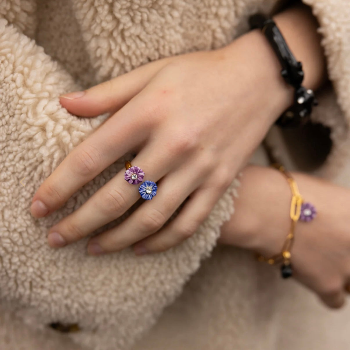 Anillo Violetas Azul & Morada