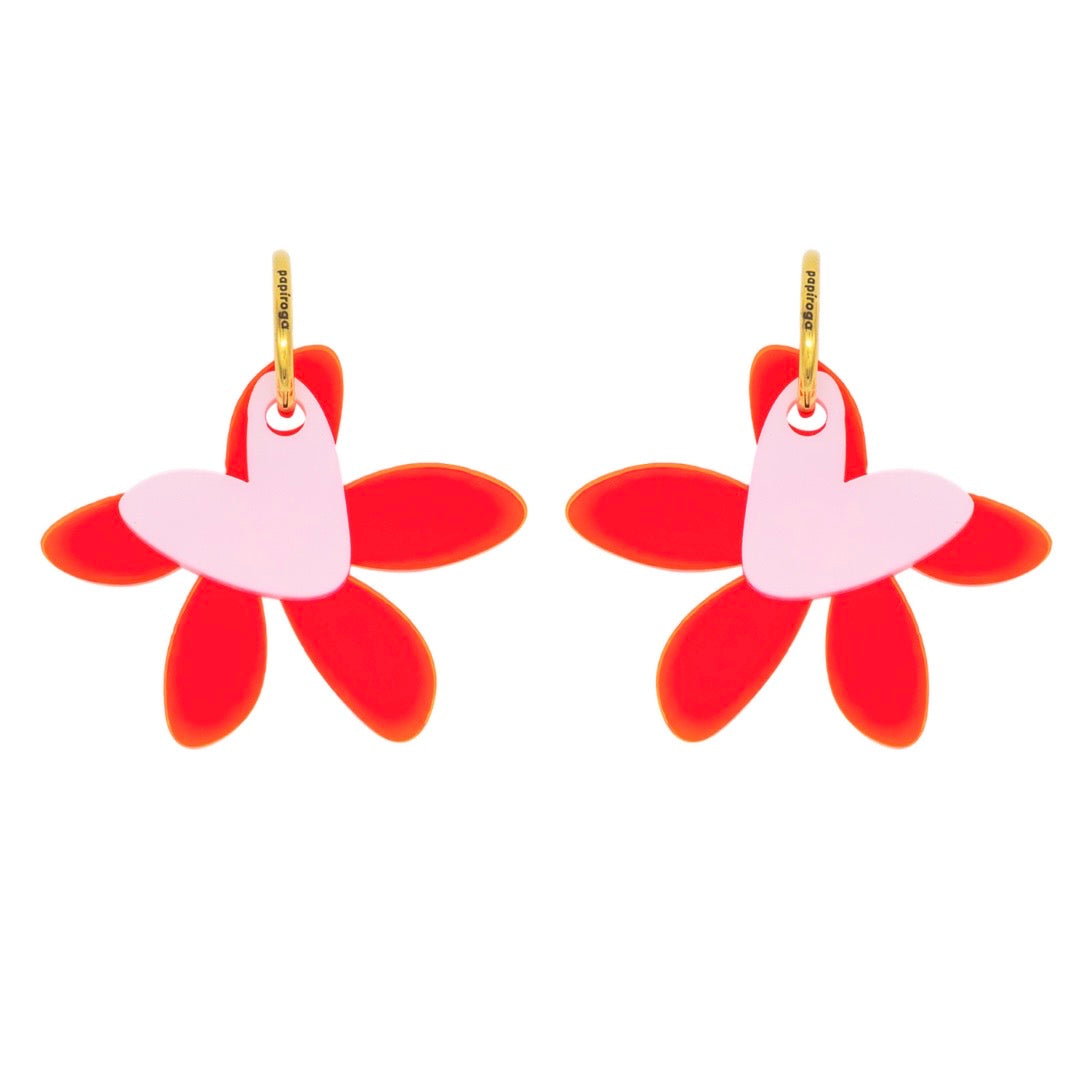 Aros midi «Primavera Flúor» de la marca Papiroga, fabricados en acrílico (metacrilato) con diseño español - Leontina Joyas Chile