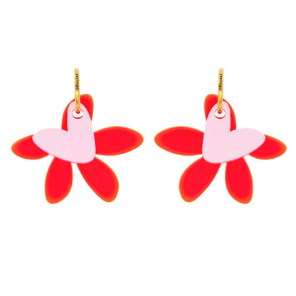 Aros midi «Primavera Flúor» de la marca Papiroga, fabricados en acrílico (metacrilato) con diseño español - Leontina Joyas Chile