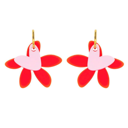 Aros midi «Primavera Flúor» de la marca Papiroga, fabricados en acrílico (metacrilato) con diseño español - Leontina Joyas Chile