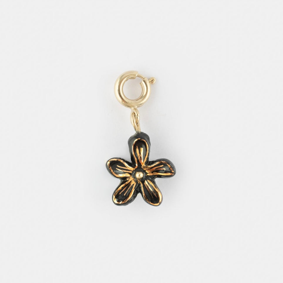 Charm Flor Erine Negra de porcelana francesa pintada a mano — Nach Bijoux