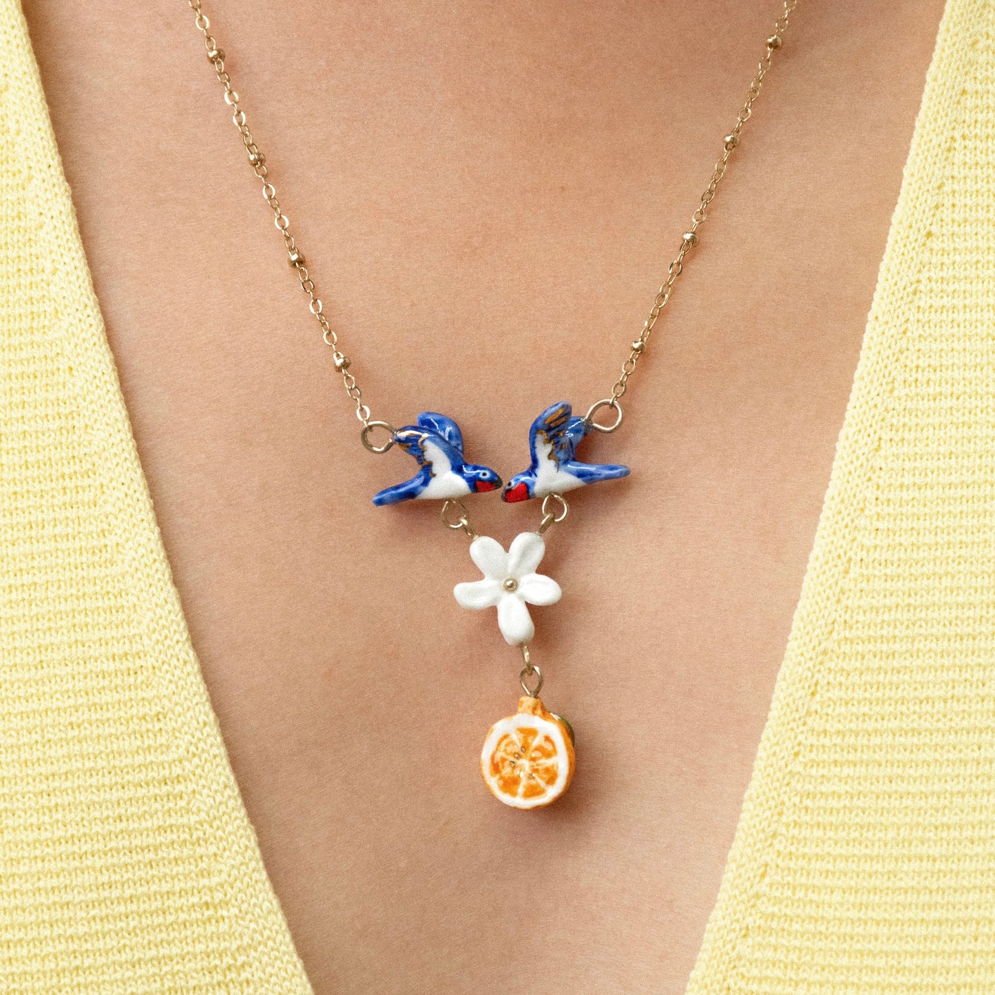 Collar Golondrinas y Naranja