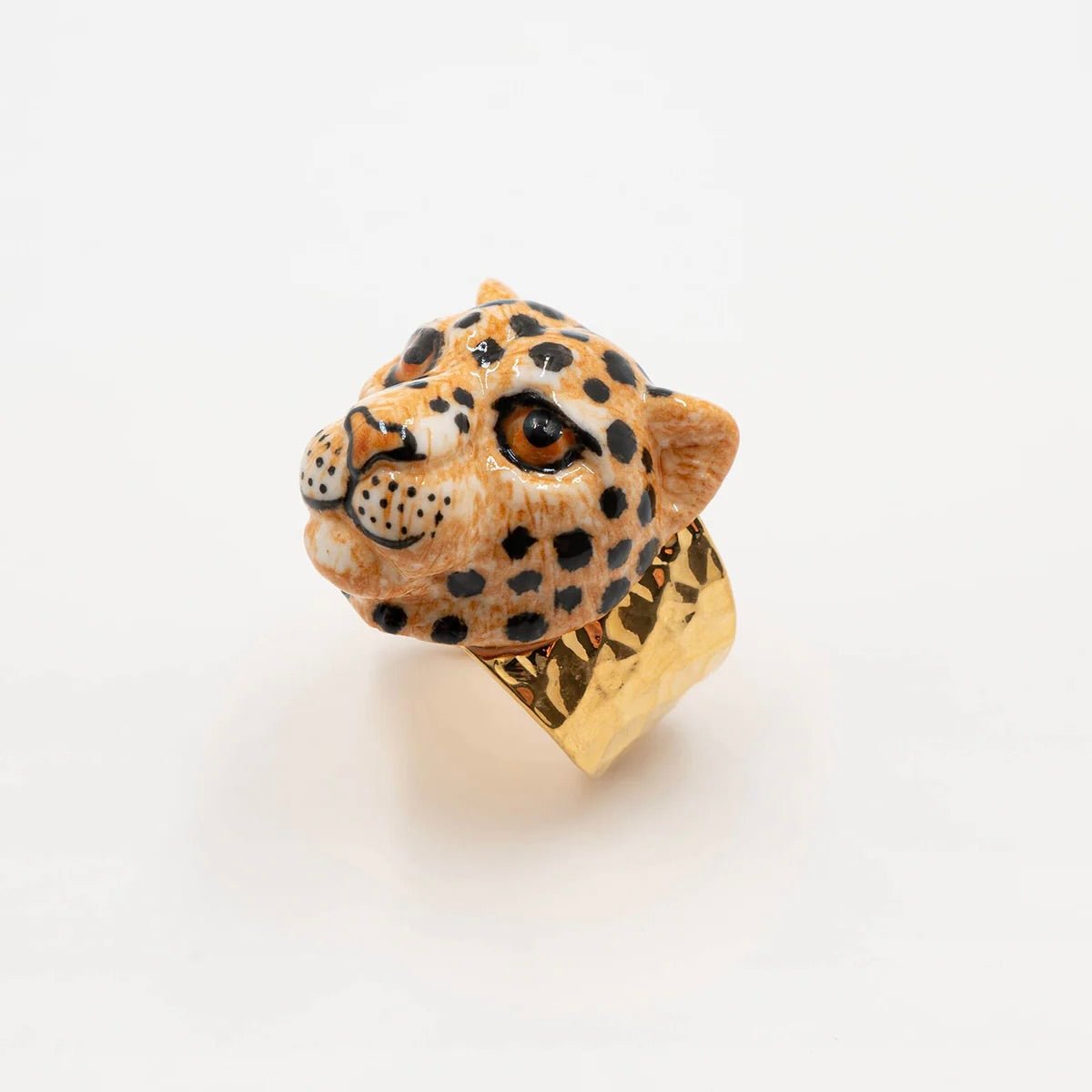 Anillo Chunky Leopardo Nach Bijoux, porcelana pintada a mano, diseño francés - Leontina Joyas Chile