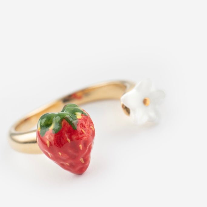 Anillo Frutilla y Flor - Leontina Joyas