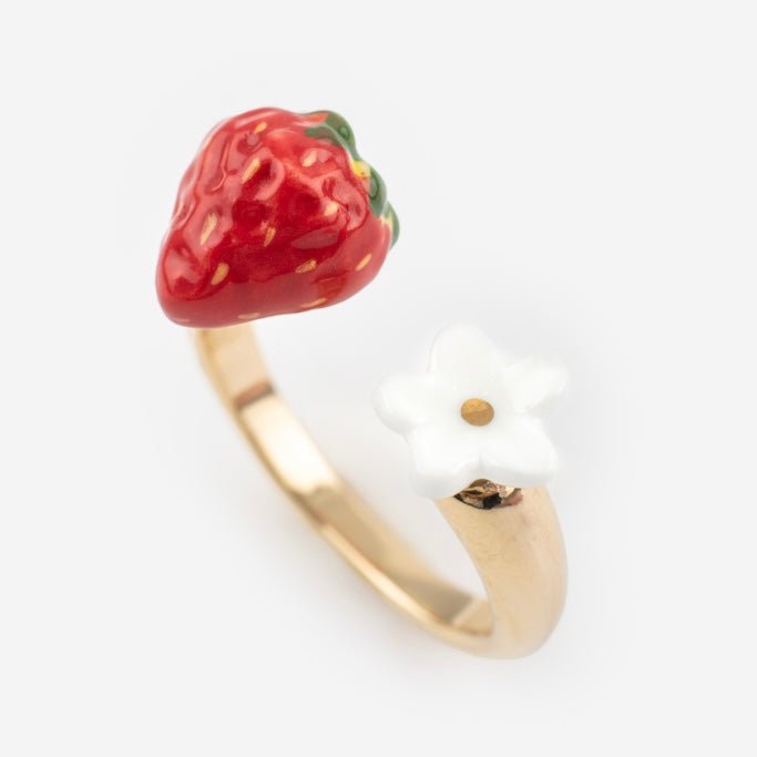 Anillo Frutilla y Flor - Leontina Joyas