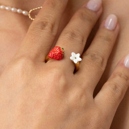 Anillo Frutilla y Flor - Leontina Joyas