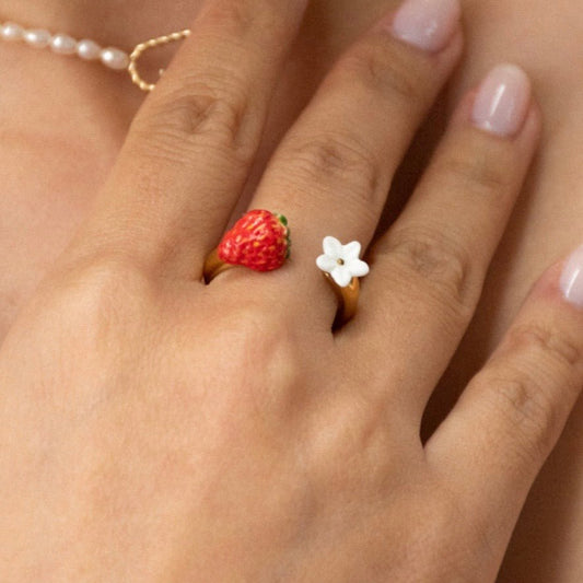 Anillo Frutilla y Flor - Leontina Joyas