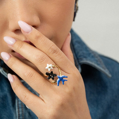 Anillo Golondrina y Flor - Leontina Joyas