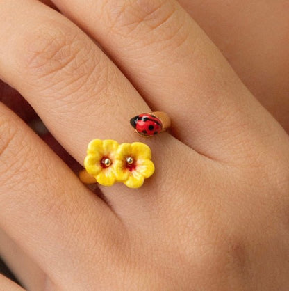 Anillo Hibisco y Chinita - Leontina Joyas