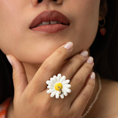 Anillo Margarita y Abeja - Leontina Joyas