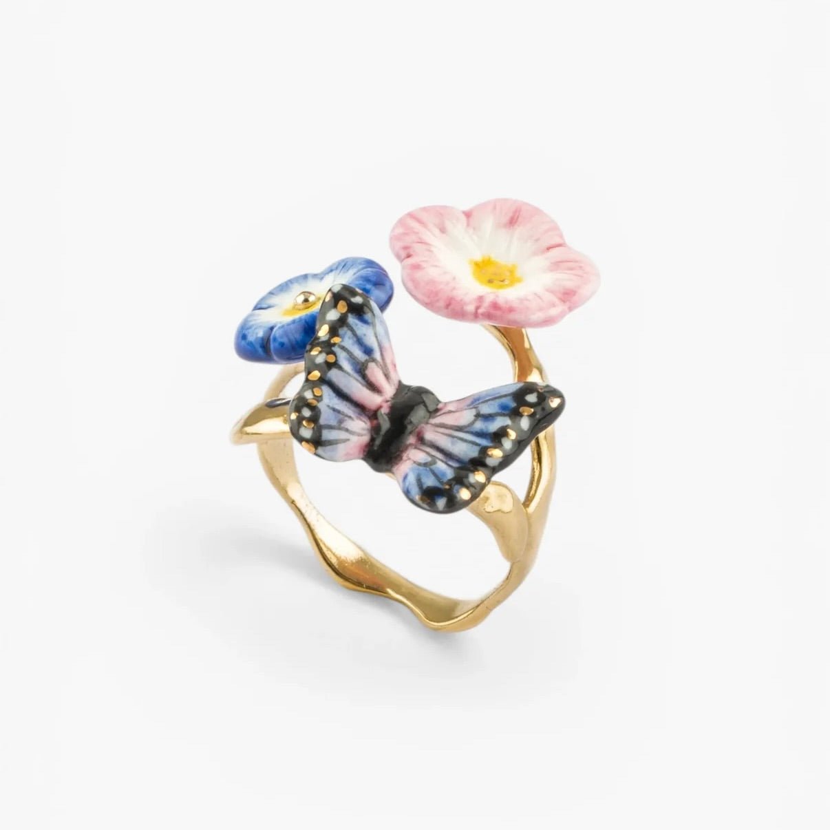 Anillo Mariposa y Petunias - Leontina Joyas