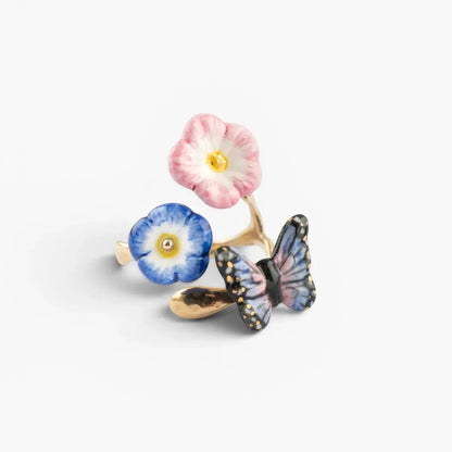 Anillo Mariposa y Petunias - Leontina Joyas