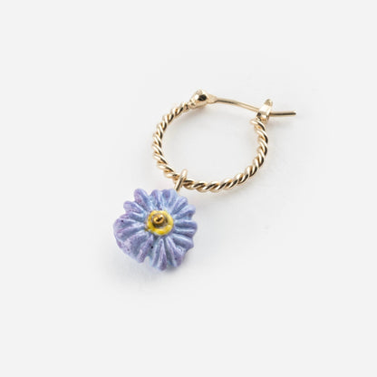 Aro Anémona Lila Nach Bijoux, porcelana pintada a mano - Leontina Joyas Chile