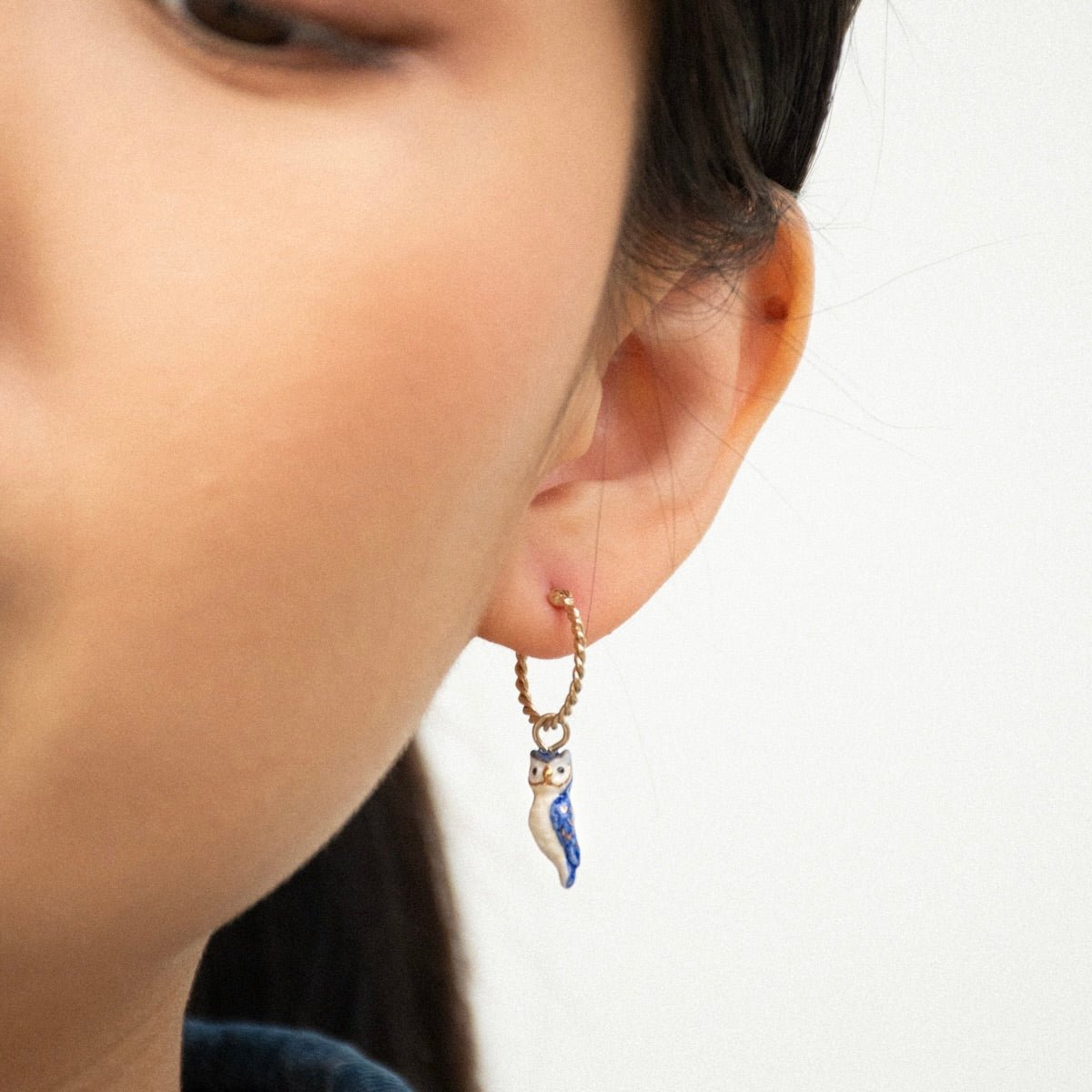 Aro Búho Azul - Leontina Joyas