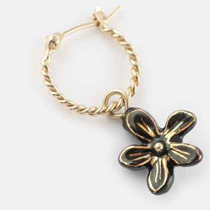 Aro Flor Erine Negra - Leontina Joyas