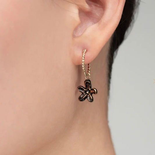 Aro Flor Erine Negra - Leontina Joyas