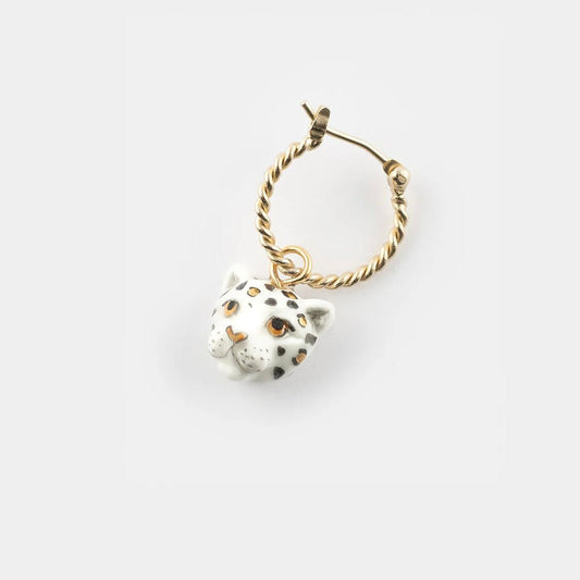 Aro Leopardo Blanco Nach Bijoux, porcelana pintada a mano - Leontina Joyas Chile