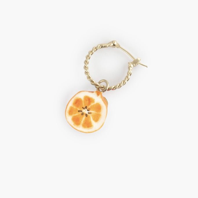 Aro Naranja Nach Bijoux, porcelana pintada a mano - Leontina Joyas Chile
