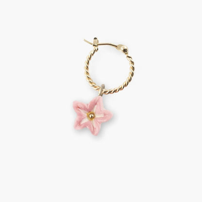 Aro Pink Lily Nach Bijoux, porcelana pintada a mano - Leontina Joyas Chile