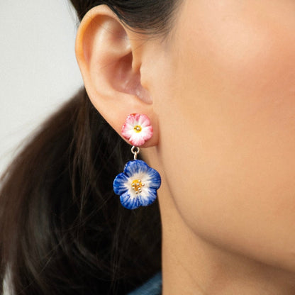 Aros Colibrí y Petunia Rosada - Leontina Joyas