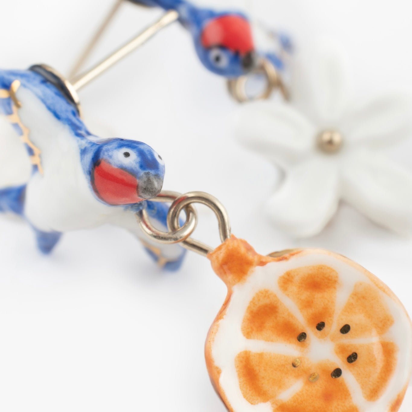Aros Golondrinas y Naranja - Leontina Joyas