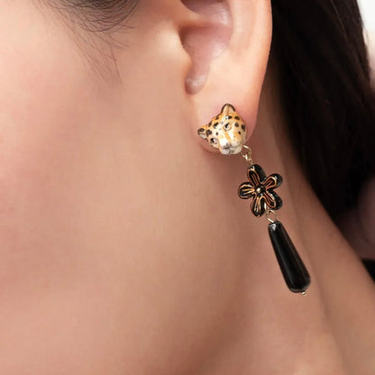 Aros Leopardo y Flor Erine - Leontina Joyas