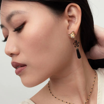 Aros Leopardo y Flor Erine - Leontina Joyas