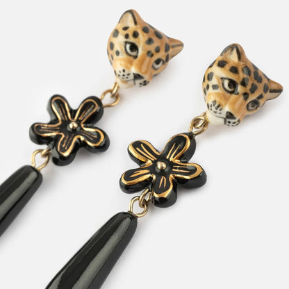 Aros Leopardo y Flor Erine - Leontina Joyas