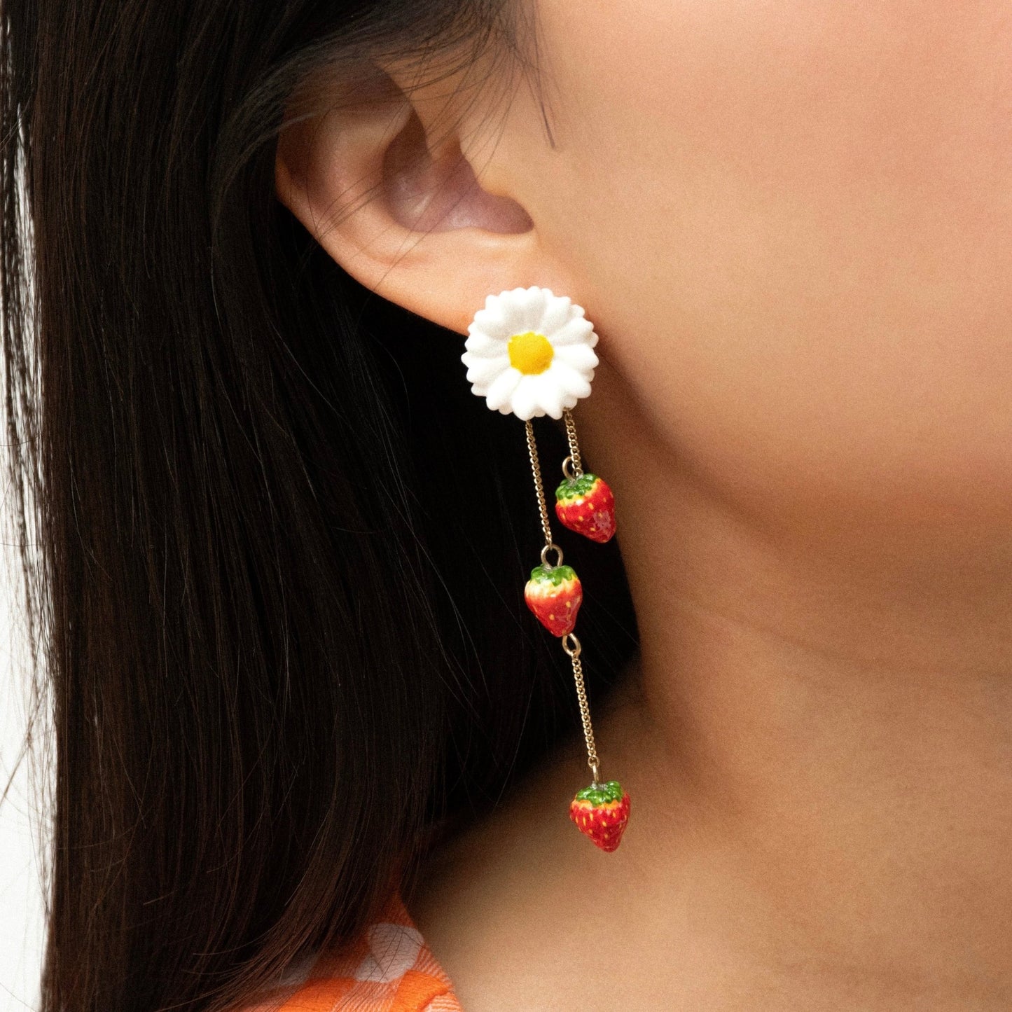 Aros Margaritas y Frutillas - Leontina Joyas