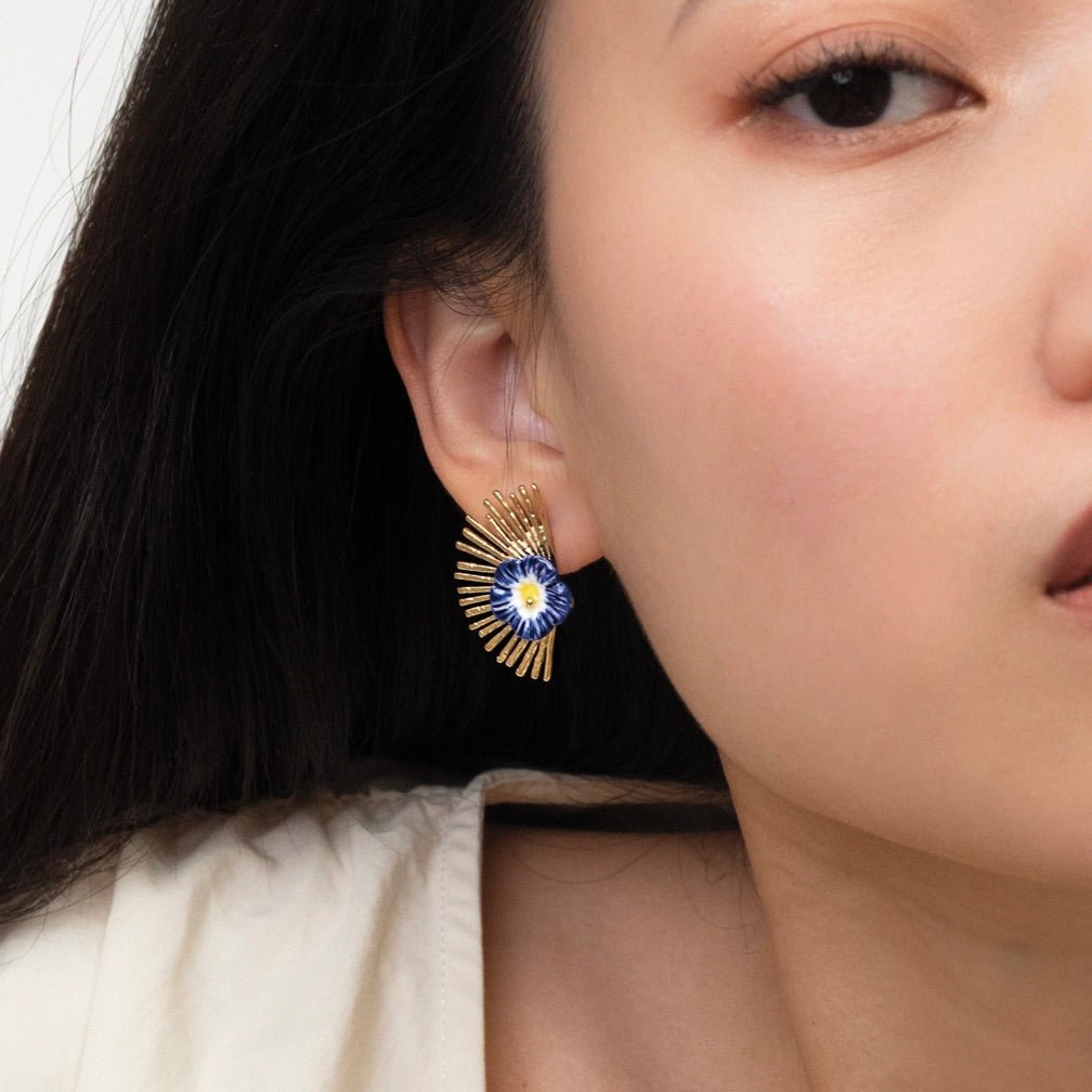 Aros Petunias Azules - Leontina Joyas