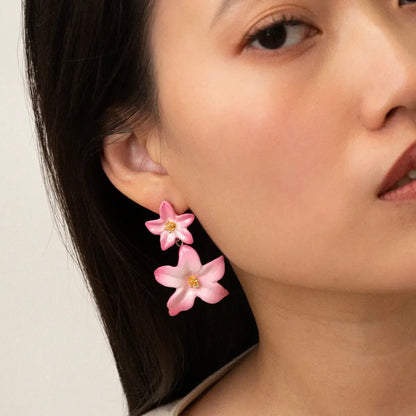 Aros Pink Lily y Pinzón - Leontina Joyas