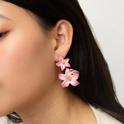 Aros Pink Lily y Pinzón - Leontina Joyas