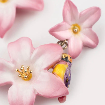 Aros Pink Lily y Pinzón - Leontina Joyas
