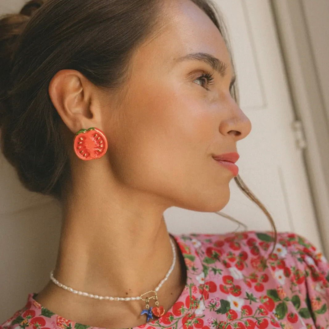 Aros Stud Tomates - Leontina Joyas