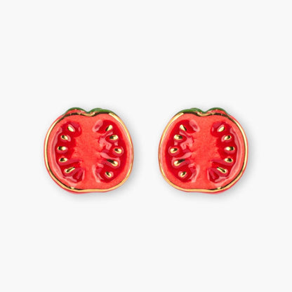 Aros Stud Tomates Nach Bijoux, porcelana pintada a mano - Leontina Joyas Chile